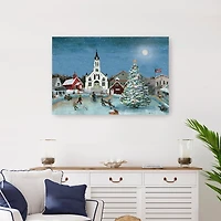Christmas Moon Village Canvas Art Print, 36x24