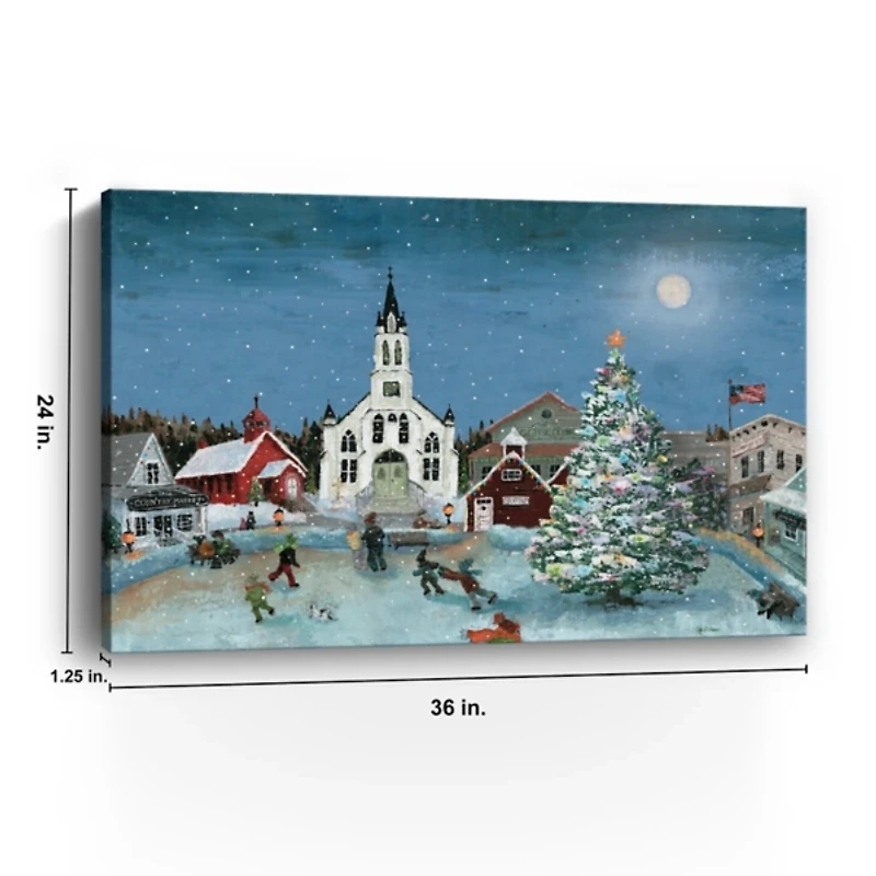 Christmas Moon Village Canvas Art Print, 36x24