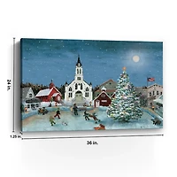 Christmas Moon Village Canvas Art Print, 36x24