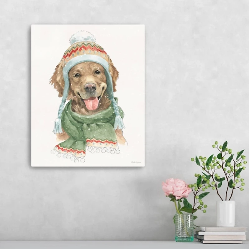 Winter Paws Retriever Canvas Art Print