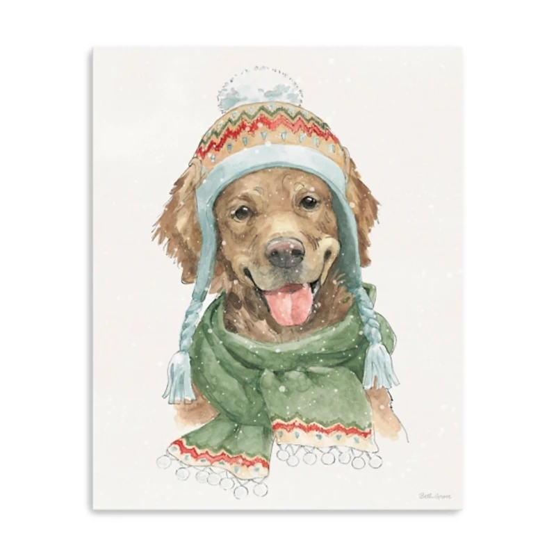 Winter Paws Retriever Canvas Art Print