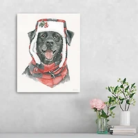 Winter Paws Black Lab Canvas Art Print, 16x20