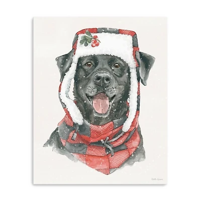 Winter Paws Black Lab Canvas Art Print, 16x20