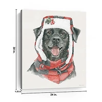 Winter Paws Black Lab Canvas Art Print, 24x30