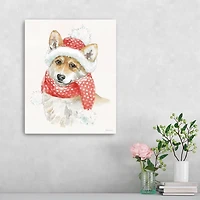 Winter Paws Corgi Canvas Art Print, 16x20