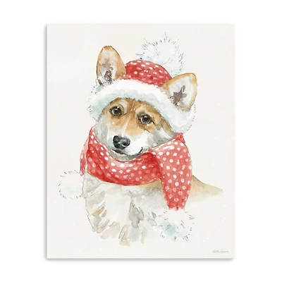 Winter Paws Corgi Canvas Art Print, 16x20
