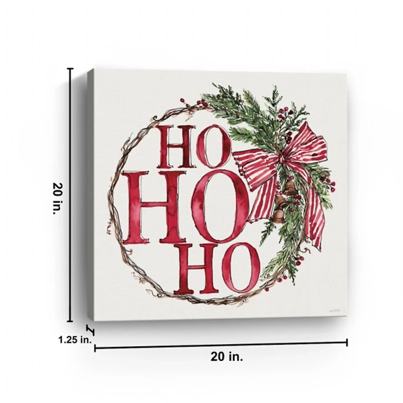 Ho Ho Ho Christmas Wreath Canvas Art Print