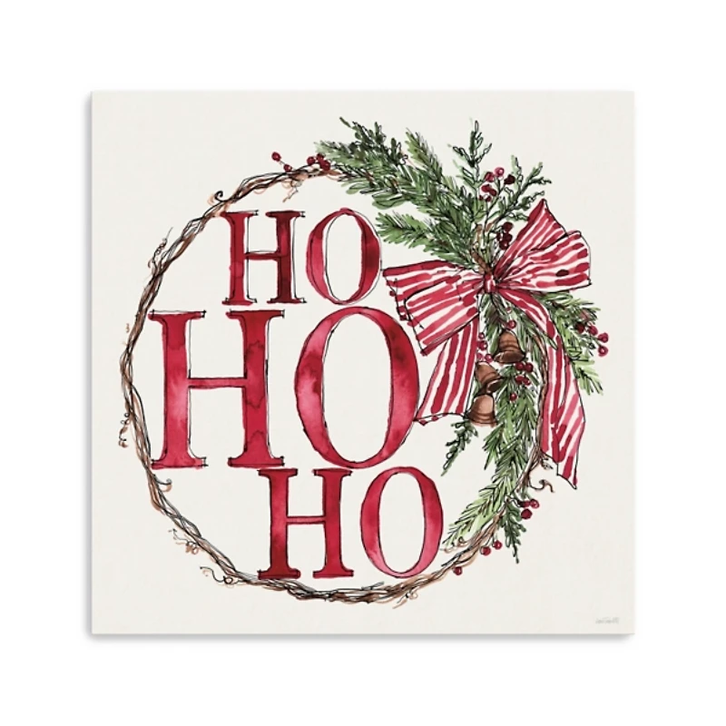 Ho Ho Ho Christmas Wreath Canvas Art Print