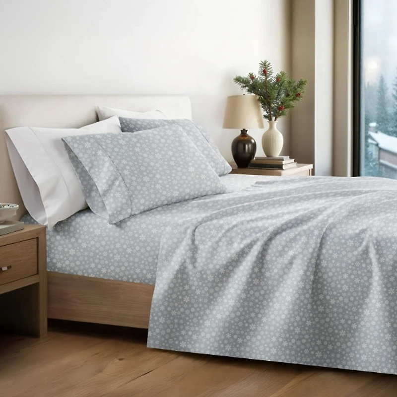 Gray Let it Snow 4-pc. Full Sheet Set