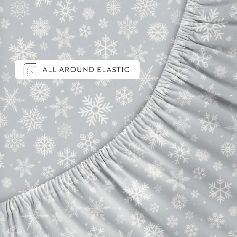 Gray Let it Snow 4-pc. Full Sheet Set