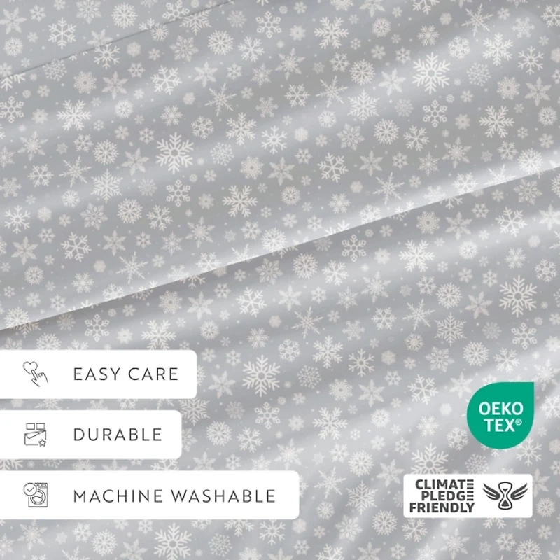 Gray Let it Snow 4-pc. Full Sheet Set