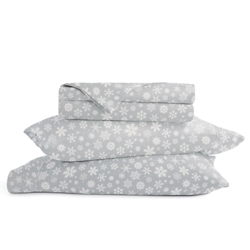 Gray Let it Snow 4-pc. Full Sheet Set