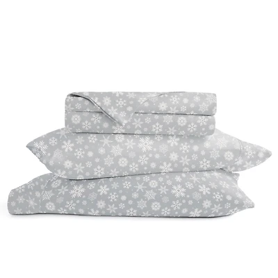Gray Let it Snow 4-pc. Full Sheet Set
