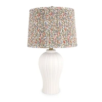 White Textured Table Lamp with Floral Shade