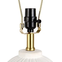 White Textured Table Lamp with Floral Shade