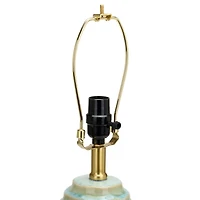 Soft Blue Reactive Rippled Ceramic Table Lamp