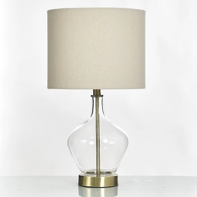 Clear Glass and Brass Metal Table Lamp