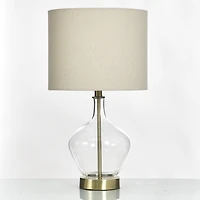 Clear Glass and Brass Metal Table Lamp
