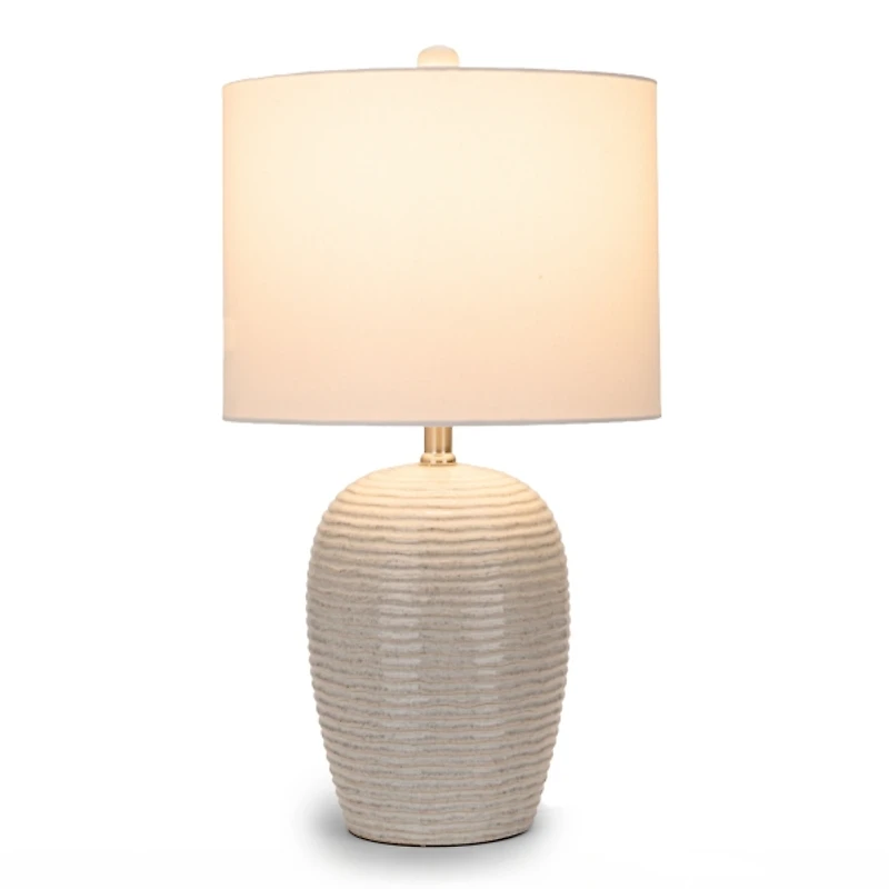 Gray Blue Ribbed Ceramic Table Lamp