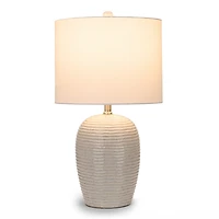 Gray Blue Ribbed Ceramic Table Lamp
