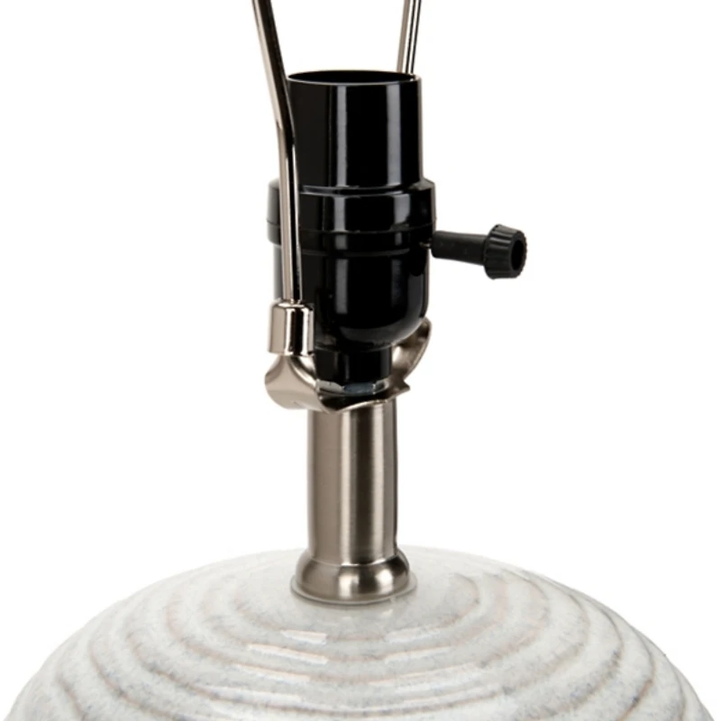 Gray Blue Ribbed Ceramic Table Lamp