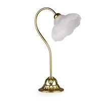 Antique Gold Metal Flower Lamp with Frosted Shade
