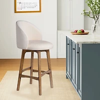 Garet Cream Upholstered Swivel Bar Stool
