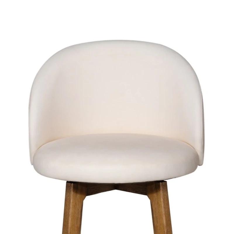 Garet Cream Upholstered Swivel Bar Stool