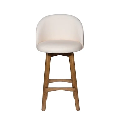 Garet Cream Upholstered Swivel Bar Stool