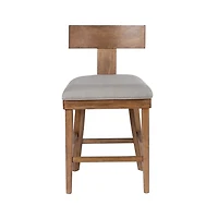 Theodora Gray Upholstered T-Back Counter Stool