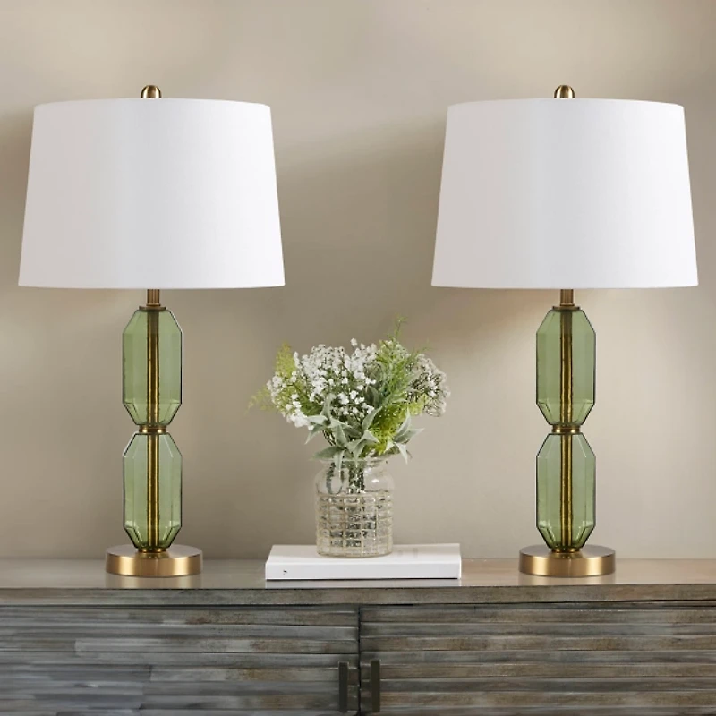 Green Zirconia Faceted Glass Table Lamp