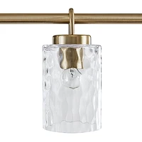 Antique Brass Textured Glass Linear Chandelier