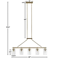 Antique Brass Textured Glass Linear Chandelier