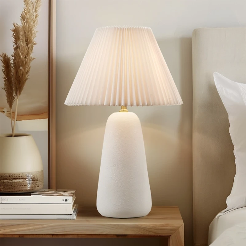 Veluna White Textured Ceramic Table Lamp