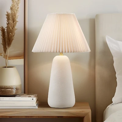Veluna White Textured Ceramic Table Lamp