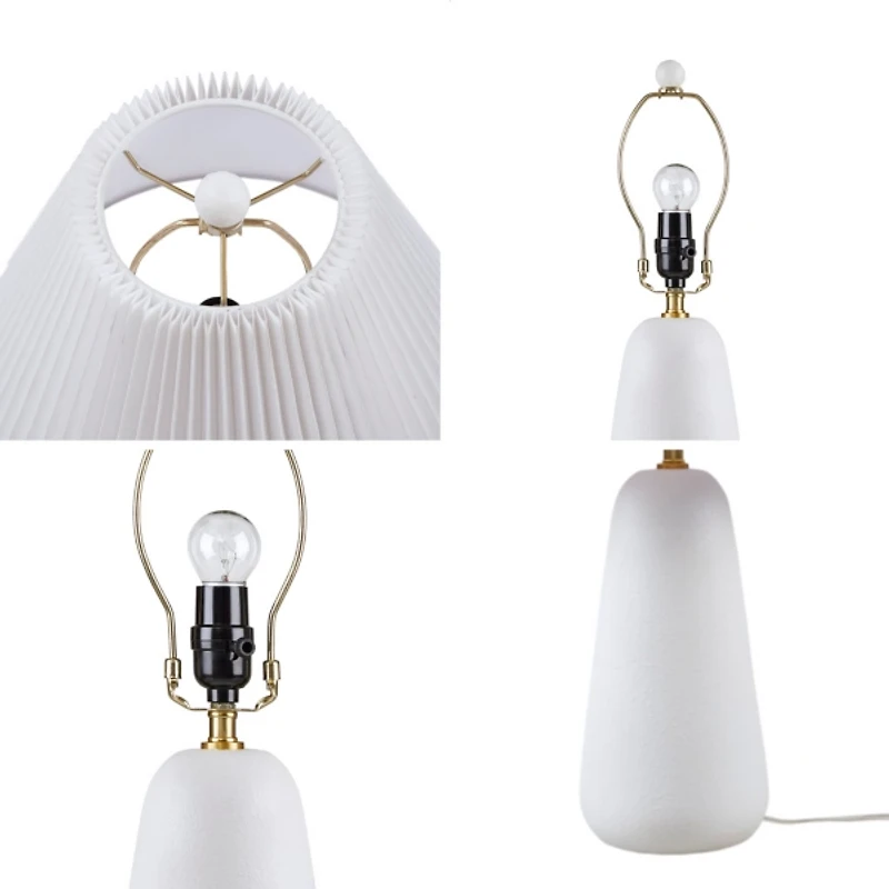 Veluna White Textured Ceramic Table Lamp