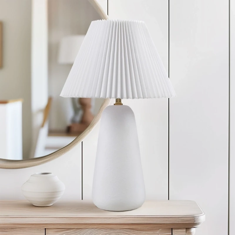 Veluna White Textured Ceramic Table Lamp