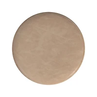 Sand Faux Leather Channel Tufted Round Ottoman