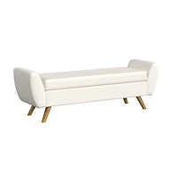 Ivory Textured Woven Storage Bench