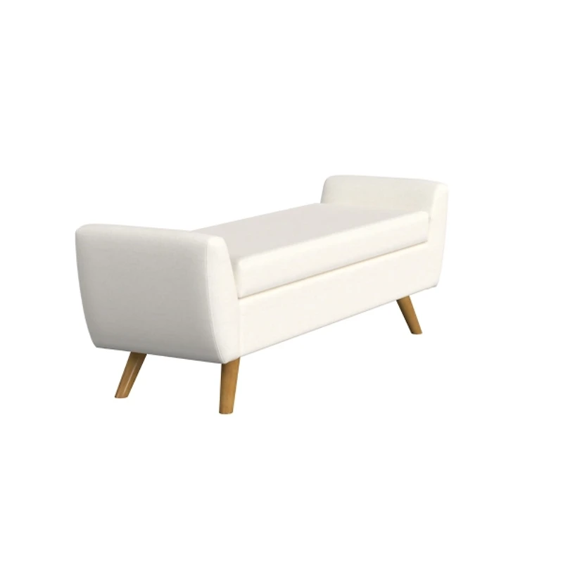 Ivory Textured Woven Storage Bench