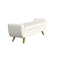 Ivory Textured Woven Storage Bench