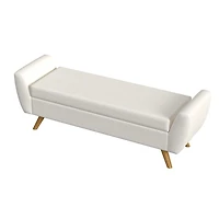 Ivory Textured Woven Storage Bench