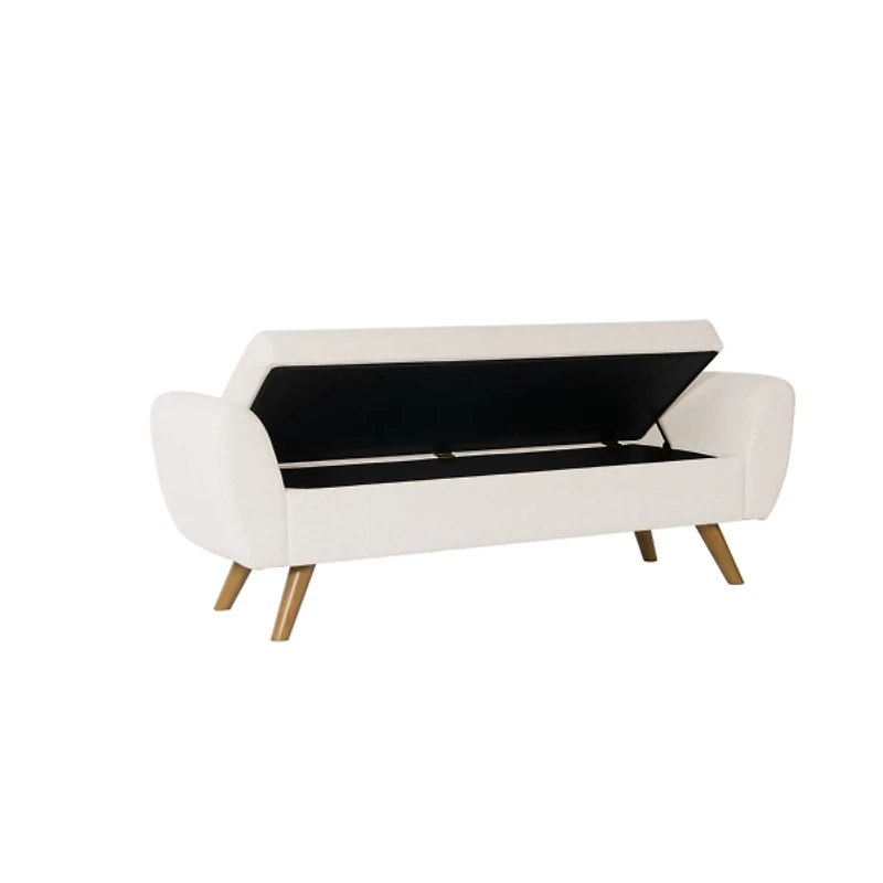 Ivory Textured Woven Storage Bench