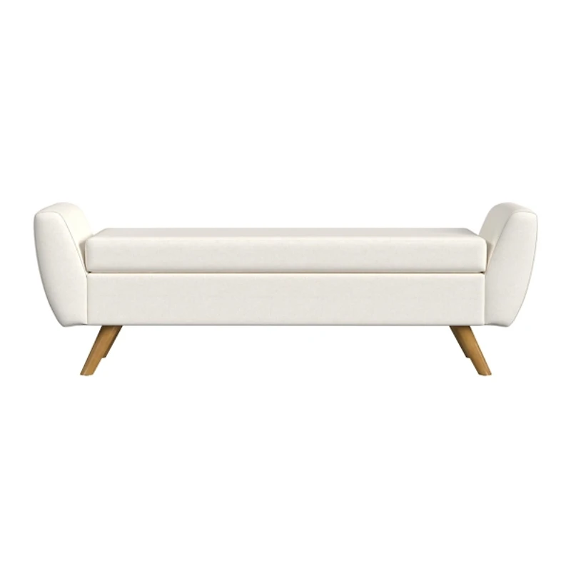 Ivory Textured Woven Storage Bench