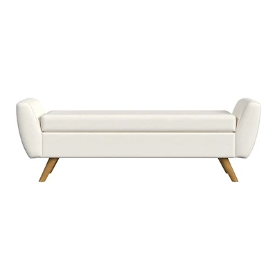Ivory Textured Woven Storage Bench