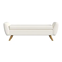 Ivory Textured Woven Storage Bench