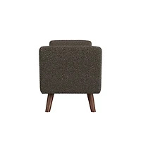 Dark Brown Boucle Storage Bench with Wood Legs