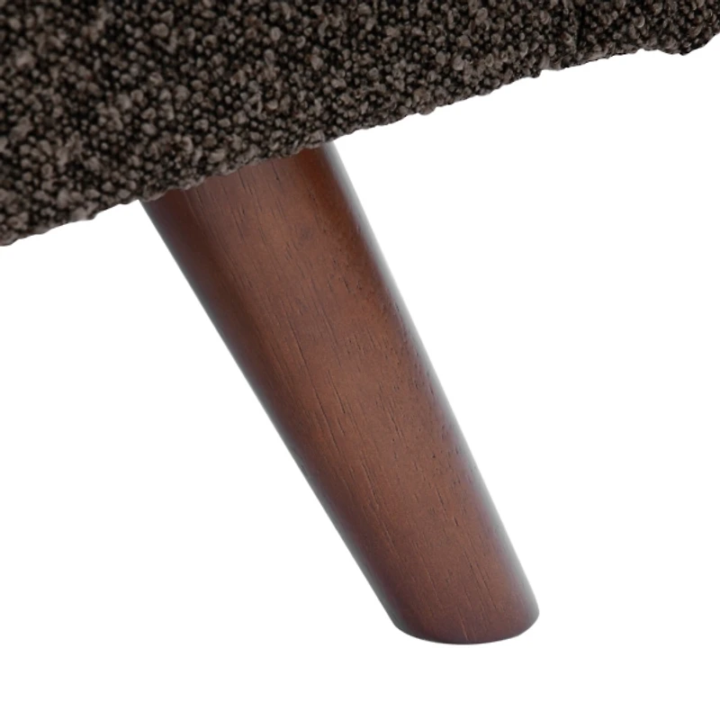 Dark Brown Boucle Storage Bench with Wood Legs