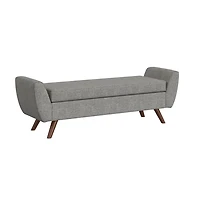 Gray Woven Storage Bench with Wood Legs