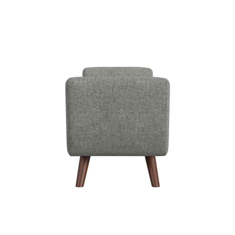 Gray Woven Storage Bench with Wood Legs